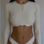 frankie's bikinis Viola Waffle Long Sleeve Crop Top Photo 0