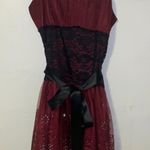 Deb Shops Burgundy A-Line Semi-Formal Mini Dress Photo 3