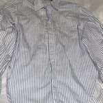 ZARA White and Blue Striped Button Down Shirt Photo 1