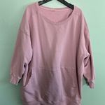 Free People Movement Extra Oversized Front Pocket Boat Neck Pink Sweatshirt Sz M Size M Photo 0