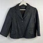 Robert Rodriguez  Size 12 Blazer Jacket Black Shiny Cropped 2 Button Notch Collar Photo 1