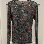 Free People Intimately by Printed Gold Rush Long Sleeve Top Sequin XS Floral Photo 2