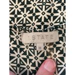 1.STATE Top Womens Medium Black White Geo Print Sleeveless Peplum Blouse Photo 4