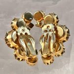 Vintage Gold Iridescent Gorgeous AURORA AB Rhinestone Vintage Clip Earrings Glam Photo 4