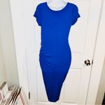 The Vanity Room Cap Sleeve Twist Asymmetrical Bodycon Tshirt Dress Royal Blue S Photo 10