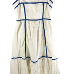 INDIKAH Midi Dress Sleeveless Cotton Blend White Blue Contrast US S Photo 0