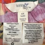 Terra & Sky Multicolor Tropical Leaf Tiered Peasant Blouse Resort Wear Boho 0X Photo 9