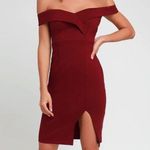 Lulus  Off-The-Shoulder Bodycon Dress Maroon Photo 0