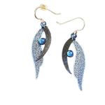 Sky Navy Blue Folded Wings Drop Hook Earrings Photo 2