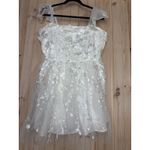 Lulus NWT  Classic Romance White 3D Floral Applique Tie-Strap Mini Dress Size XL Photo 1