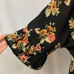 Vintage Jody California Black Floral Kimono Robe Cover Up Size XL Photo 1