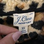 J.Crew Vintage Heavy Fleece Sweatshirt XS Leopard Print Snap Collar Flap Pockets Photo 5