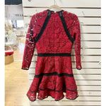 Alexis Kharis Crochet Floral Long Sleeve Lace Tiered Mini Dress Red Women Size M Photo 5