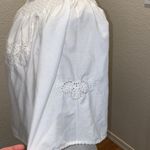 Women’s Short Sleeve Peasant Shirt Ruched Eyelet Cotton White Loose Fit Sz XXL Photo 2