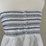 American Eagle NWT American EagleEmbroidered Smocked Strapless Blouse in Blue & White Size LRG Photo 3