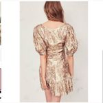 Love Shack Fancy  Lena Reversible Metallic Bow Mini Dress Pink Floral Size Small Photo 14