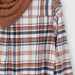 American Eagle Womens Plaid Boyfriend Style Flannel Shirt Size S Brown Hoodie Photo 6