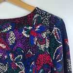 Calessa Floral Tunic Top Large Multicolor Artsy Boho Stretch Abstract Office Black Photo 3