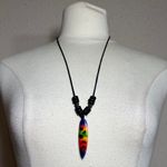 Wooden Bead Rope Surfboard Pendant Beachy Surfer Necklace Black Photo 0