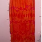 Orange Floral Beach Boho Midi Skirt Size L Photo 2