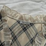 Rosa Cherie Cream brown plaid babydoll tunic top ruffles V Photo 2