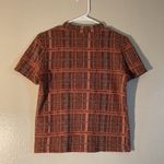 ZARA Madras Top Women Size Medium Burnt Orange Black & Beige Photo 1