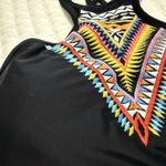 PilyQ  Women's Inca Embroidered Gypsy Halter Bikini Top Sz D Cup Black Boho Photo 2