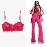 ZARA NWOT BLOGGERS FAV TEXTURED CORSET CROP TOP MAGENTA PINK LARGE Photo 1