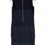 Eileen Fisher  Women's Charcoal Black Striped Ponte Square Neck Dress Size 2 Photo 3