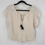 Joie ‎ Striped Top Gauzy Fringe Tie Peasant Boho SS Shirt Small White Black Photo 1