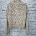 Marie Oliver  Chunky Cable Kint Sweater Womens Size L Blush Pink Mock Neck Wool Photo 5