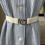 Vintage 80s Serbin Petite Seersucker Stripe Shirt Dress M 8 Blue Size 8P Photo 4