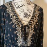 Volcom EMBROIDERED BLACK FLORAL BOHEMIAN DRESS SIZE MEDIUM 100% VISCOSE WITH POCKETS Photo 6