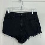 BDG Size 27 Black Super High Rise Dolphin Frayed Distressed Denim Jean Shorts Photo 1
