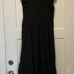 SheIn Black Crewneck Ruffle Sleeve Tiered Ruffle Maxi Dress Women's 10/12 Modest Photo 5