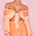 House Of CB  Meena Satin Tie Top Size Small Orange Photo 0