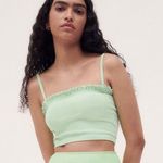 ZARA NWT SEAMLESS TOP WITH RUFFLES XS-S Mint Green Photo 0