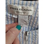 Miss Elaine Seersucker Lounger Embroidered Flowers Zip Front House Dress L Blue Size L Photo 3