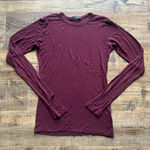 Brandy Melville  Womens Burgundy Long Sleeve Shirt Soft Stretch One Size Photo 0