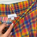 We Wore What  SMOCKED MESH PLAID PANTS COVER UP ORANGE AND BLUE SIZE medium 1892 Photo 6