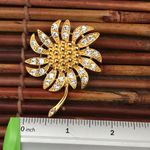 Napier Rhinestone Flower Brooch Gold Tone Signed Photo 3