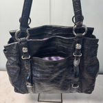 Coach 16157 Mia Black Croc-Embossed Patent Leather Satchel Shoulder Bag Photo 2
