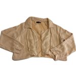 Lulus  Blazer Womens Medium Tan Orange Positively Chic Linen Blend Crop Jacket Photo 1