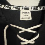 PINK - Victoria's Secret Victoria Secret Pink Lace Up Hoodie Pullover Sweatshirt Bling Rose Black Gold M Photo 4