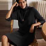 Boden High Neck Knitted Long Sleeve Sweater Dress Charcoal Gray Size 2 Photo 2