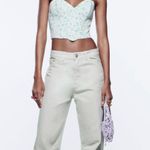 ZARA NEW Women Blue Gray amid Rise Cargo Jeans Extra Wide Size 40 Photo 0