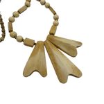 Vintage Carved Bone & Wood Boho Statement Necklace 21” Tribal Natural Earthy Brown Photo 2
