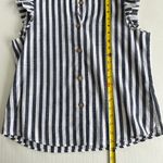 Manuela Stripe Printed Ruffle Cap Sleeve Blouse Top Button Up Size M White Size M Photo 5