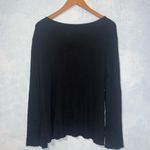 G.I.L.I. Black Ribbed Scoop Neck Long Wide Cuff Gold Stud Sleeves Sweater 1X Photo 8