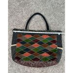 vintage handmade quilted patchwork textured large tote bag purse boho multi Brown Photo 8